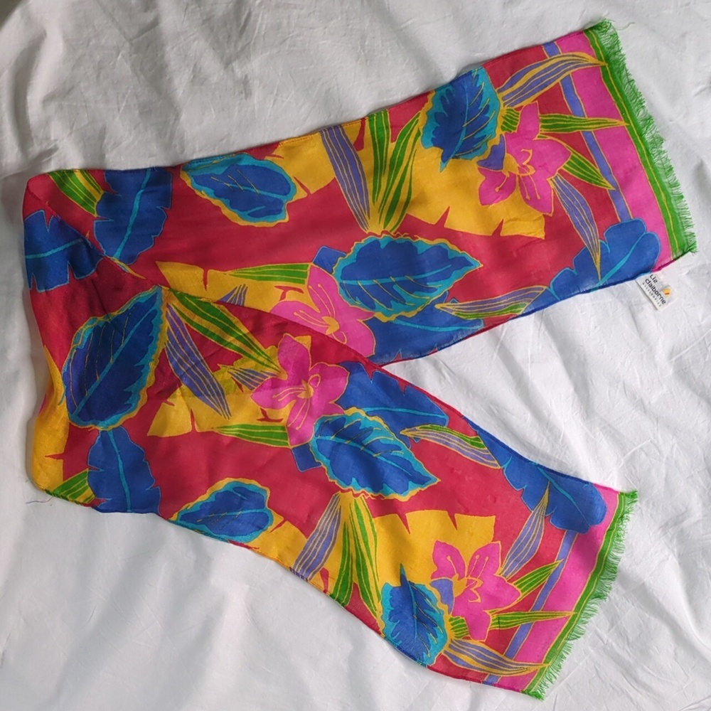 Silk Scarf - Vintage Liz Claiborne rectangle silk scarf